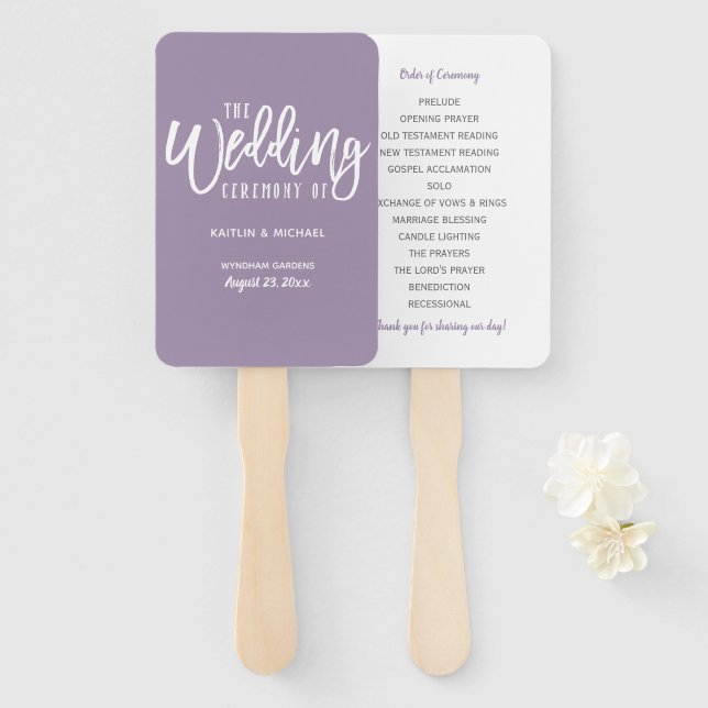 Leques de Programa de Casamento | Brush Script (La (Frente e Verso)