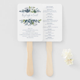 Leques de Programa de Casamento com Verdura | Azul
