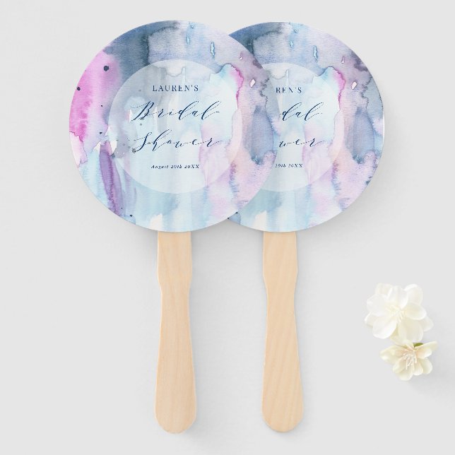 Leques para Noiva com Aquarela de Primavera Sonhad (Frente e Verso)