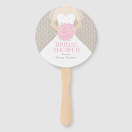 Leques personalizados de vestido branco rosa para