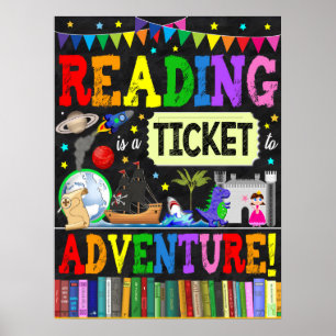 Ler é um Poster de Bilhete para a Aventura