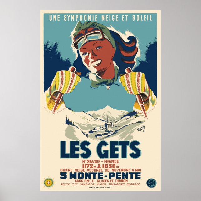 Les Gets, Savoie, França, Ski Poster (Frente)