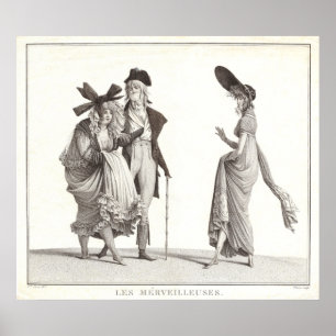 Les Merveilleuses Antiquado Impressão de Moda Fran