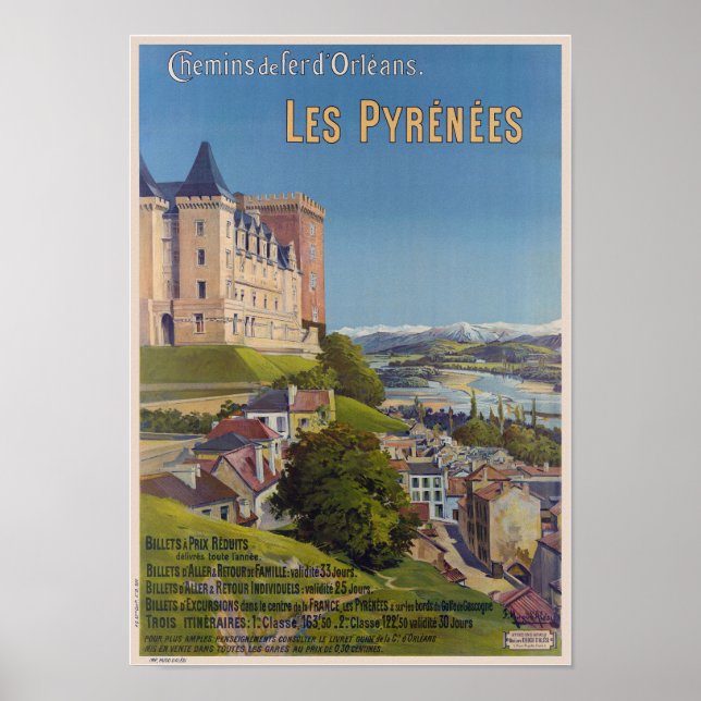 Les Pyrénées France Poster vintage 1899 (Frente)