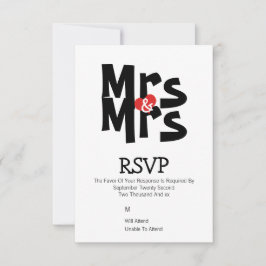 Lésbica Casamento RSVP Bold Sra. e Sra. Personaliz