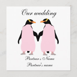 Lésbica, convite para casamento de Pinguins Pastel