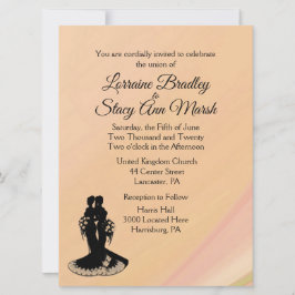 Lésbica elegante. Peach de Convite de Casamento