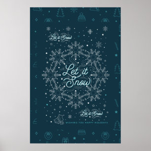 Let It Snow Christmas Poster 24x36 / Black