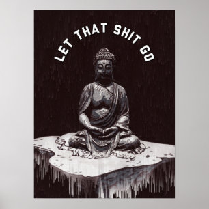 Let That Go Meditation Poster Zen Cartaz Espiritua