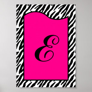 Letra 5x7 Wall Art Hot Rosa Zebra Impressão Animal