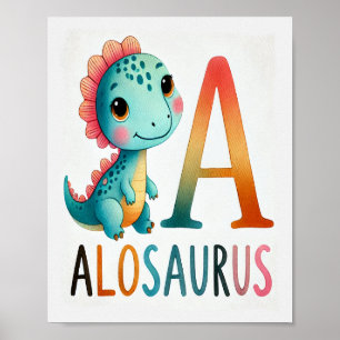 Letra A, Dinossauro, Alfabeto Água, Poster