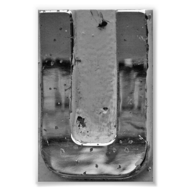 Letra alfabética Fotografia U3 Preta e Branco 4x6 (Frente)