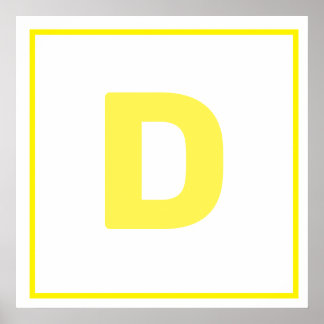 Letra amarela D Poster