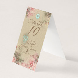 Letra Antiga - Cartão de Número de Tabela de Casam