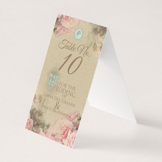 Letra Antiga - Cartão de Número de Tabela de Casam (Frente)