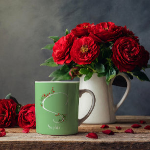 Letra aquosa de flores silvestres S caneca de café