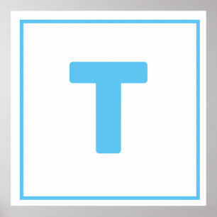 Letra azul T Poster