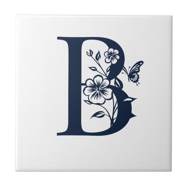 letra B de convite azul simples (Frente)