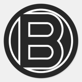 Letra B no círculo do adesivo preto