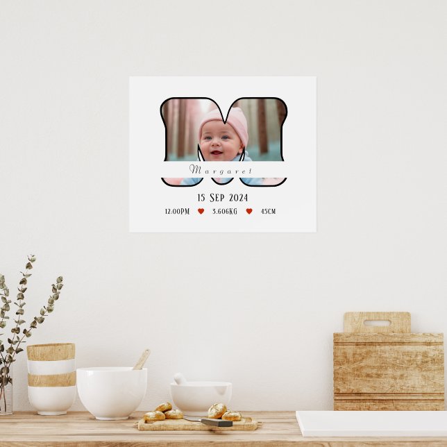 Letra Baby Personalizada M com Limite - Poster (Cozinha)