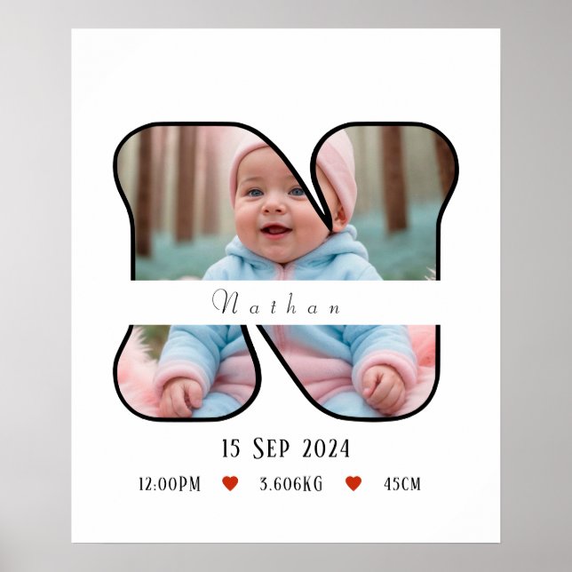 Letra Baby Personalizada N com Limite - Poster (Frente)