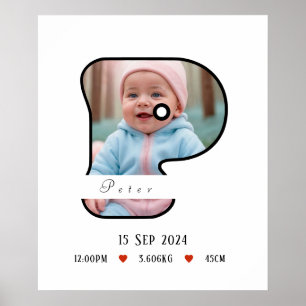 Letra Baby Personalizada P com Poster de Borda