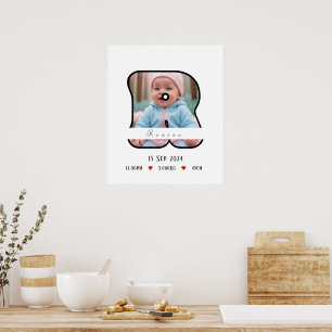 Letra Baby Personalizada R com Poster de Borda