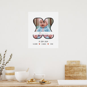 Letra Baby Personalizada X com Poster de Borda