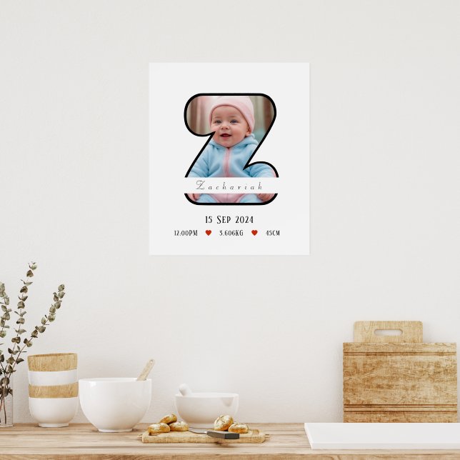 Letra Baby Personalizada Z com Poster de Borda (Cozinha)