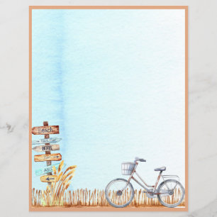Letra Bicicleta Summer Beachside Papel Sem Linhas