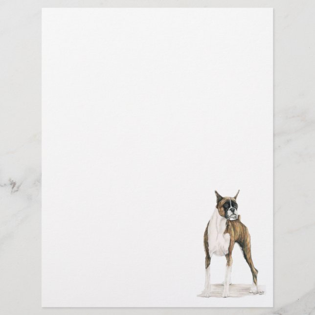 Letra Boxer Dog Art Stationery Head (Frente)