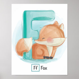 Letra branca cúbica F Fox Poster