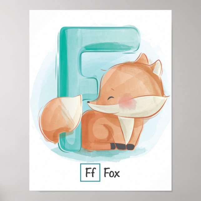 Letra branca cúbica F Fox Poster (Frente)