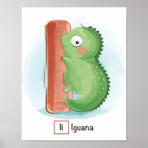 Letra branca iquana Poster animal
