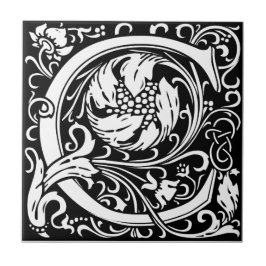 Letra C Monograma Medieval Arte Nova