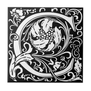 Letra C Monograma Medieval Arte Nova