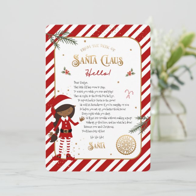 Letra de boas-vindas da primeira vez em Elf chegan (Em pé/Frente)