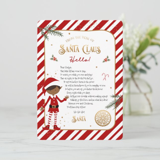 Letra de boas-vindas da primeira vez em Elf chegan (Em pé/Frente)