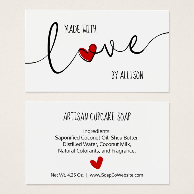 Letra de Script do Coração Vermelho Feita com Etiq (Frente & Verso)