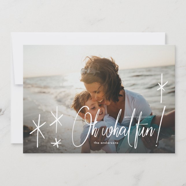 Letra de sobreposição Oh Que Cartão com fotos de f (Frente)