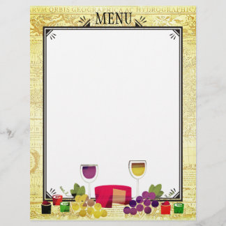 Letra do menu do janto de queijo de vinho Gourmet