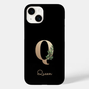 Letra Dourada Monograma Botânica Elegante Q