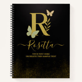 Letra Dourada R Cobrir para notebook com borboleta