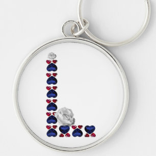 Letra E Floral Gemstone Chaveiro