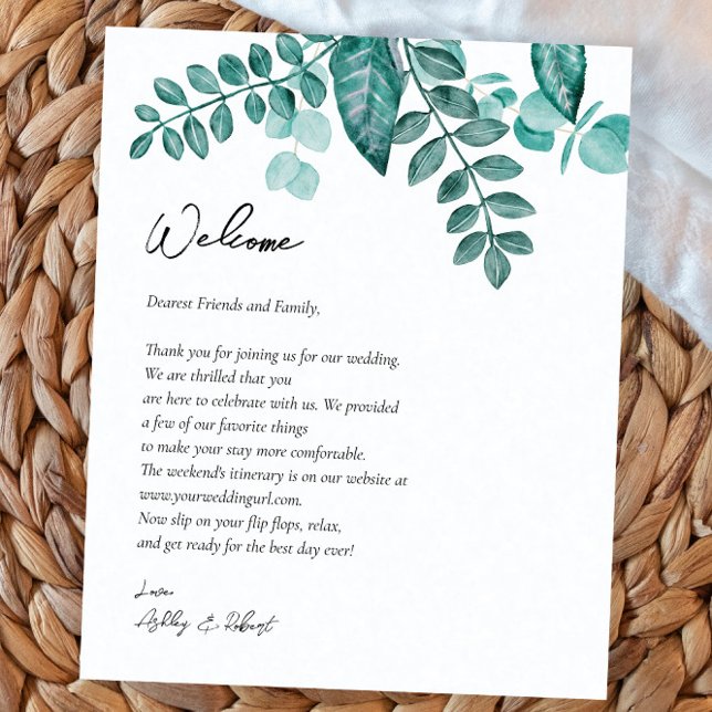 Letra Elegante Teal Greenery Weding Welcome Bag (Criador carregado)
