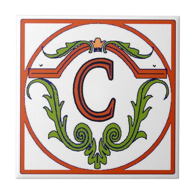 Letra espanhola vermelha Azulejo C (Frente)