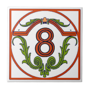 Letra espanhola vermelha Azulejos numéricos