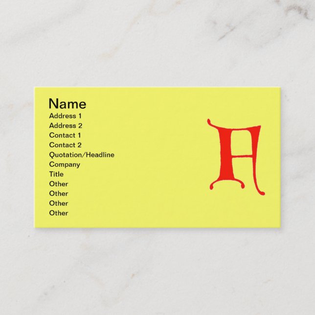 Letra F Cartão de visita (Frente)