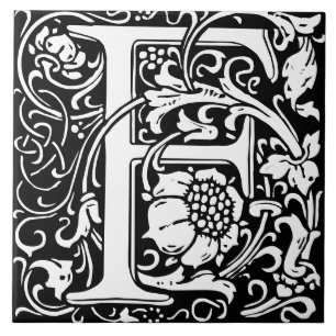 Letra F Monogramada Art Nouveau de William Morris