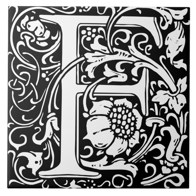 Letra F Monogramada Art Nouveau de William Morris (Frente)
